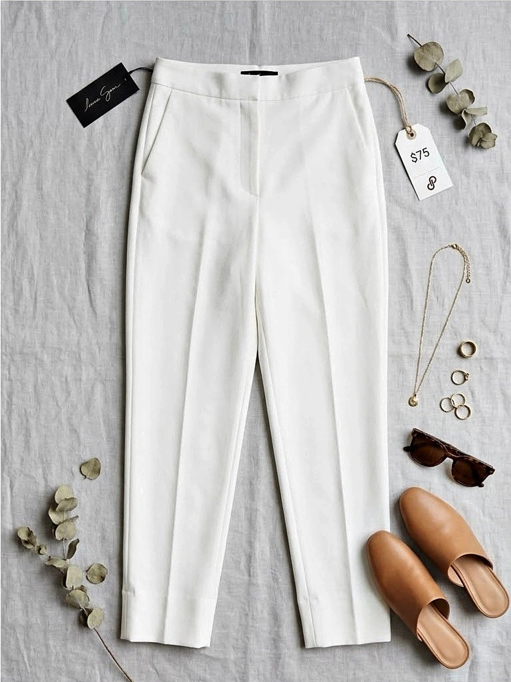 Straight Leg Trousers in White Size M